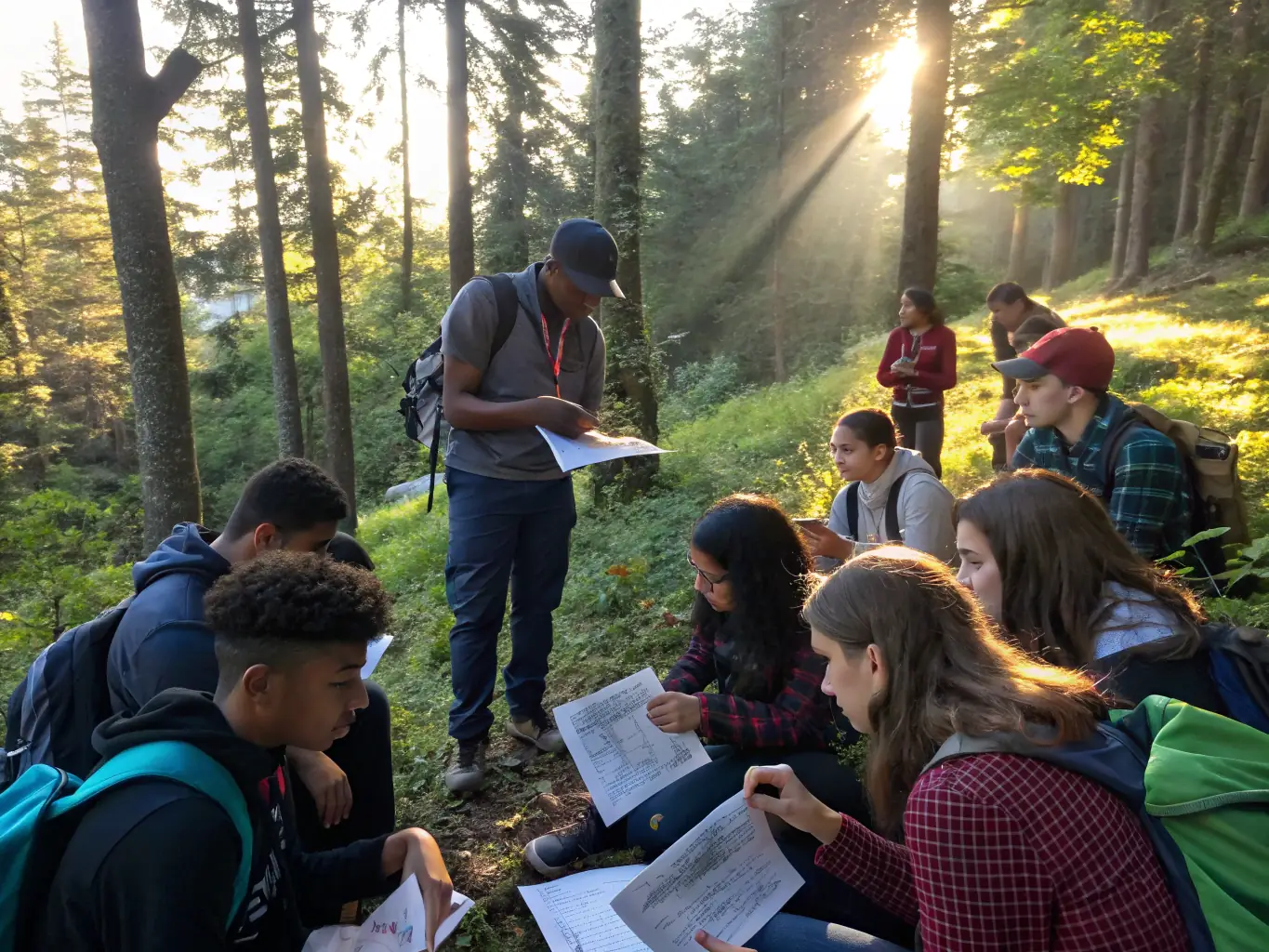 An image of a group of participants engaged in a workshop outdoors, with an expert explaining conservation techniques.