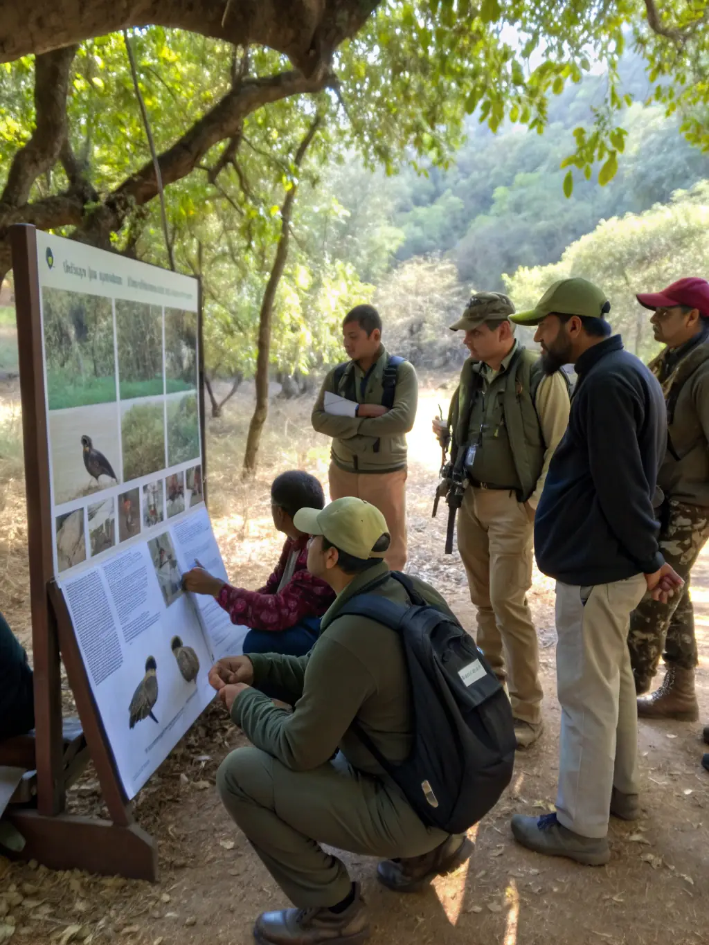 A photo of a workshop where hunters are learning about wildlife management and conservation techniques, emphasizing the educational aspect of the association's activities.